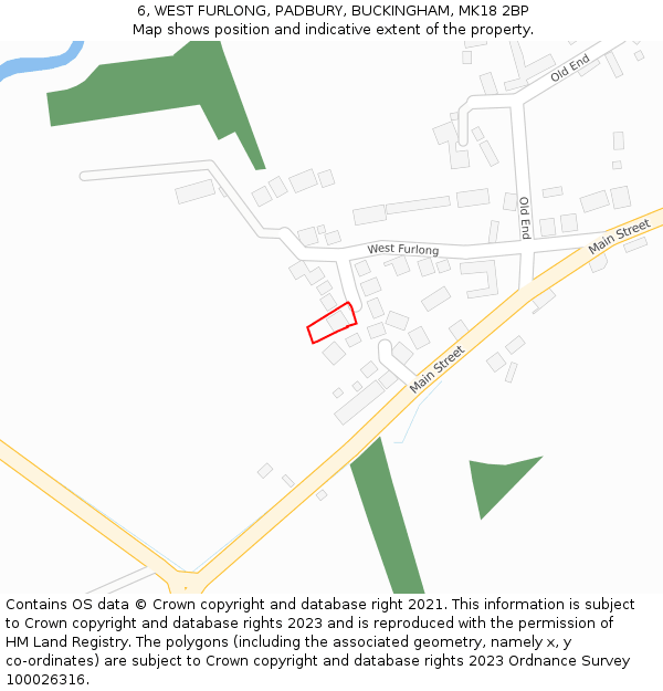 6, WEST FURLONG, PADBURY, BUCKINGHAM, MK18 2BP: Location map and indicative extent of plot