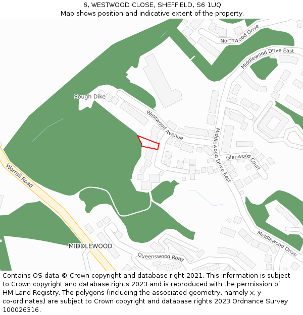 6, WESTWOOD CLOSE, SHEFFIELD, S6 1UQ: Location map and indicative extent of plot