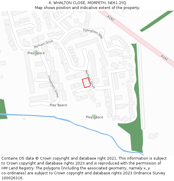 6, WHALTON CLOSE, MORPETH, NE61 2YQ: Location map and indicative extent of plot