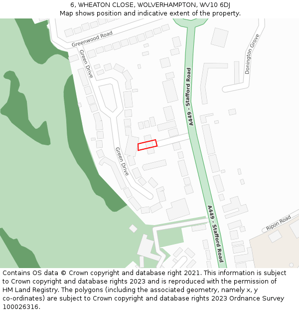 6, WHEATON CLOSE, WOLVERHAMPTON, WV10 6DJ: Location map and indicative extent of plot