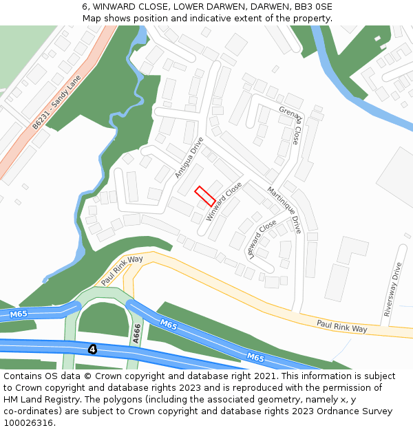 6, WINWARD CLOSE, LOWER DARWEN, DARWEN, BB3 0SE: Location map and indicative extent of plot