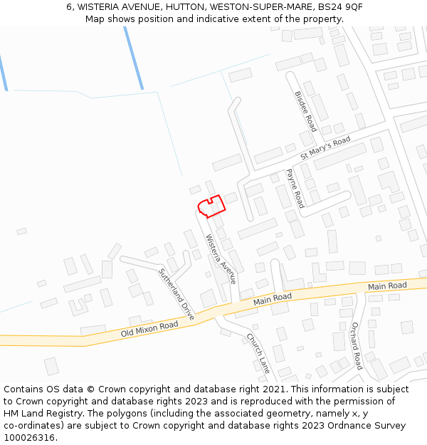 6, WISTERIA AVENUE, HUTTON, WESTON-SUPER-MARE, BS24 9QF: Location map and indicative extent of plot