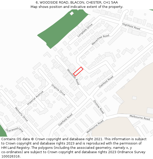 6, WOODSIDE ROAD, BLACON, CHESTER, CH1 5AA: Location map and indicative extent of plot