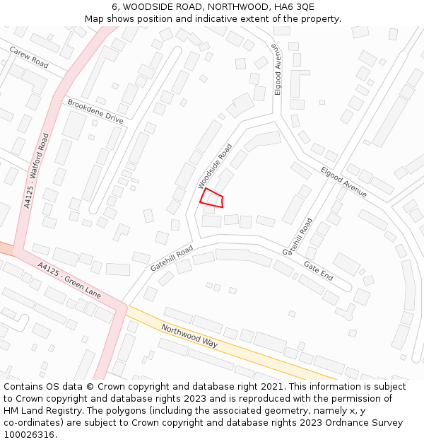 6, WOODSIDE ROAD, NORTHWOOD, HA6 3QE: Location map and indicative extent of plot