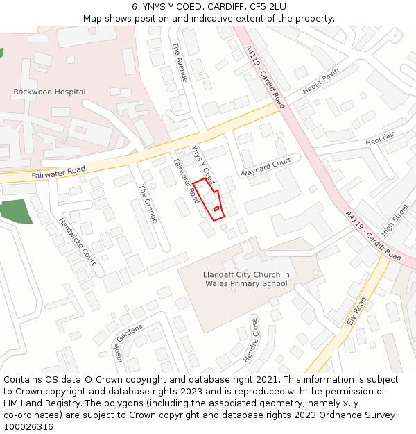 6, YNYS Y COED, CARDIFF, CF5 2LU: Location map and indicative extent of plot