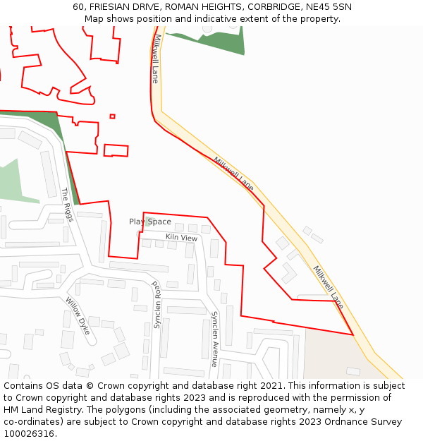 60, FRIESIAN DRIVE, ROMAN HEIGHTS, CORBRIDGE, NE45 5SN: Location map and indicative extent of plot