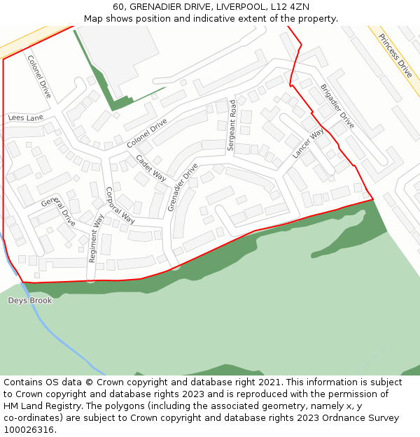 60, GRENADIER DRIVE, LIVERPOOL, L12 4ZN: Location map and indicative extent of plot