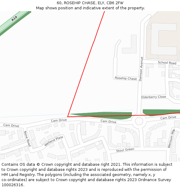 60, ROSEHIP CHASE, ELY, CB6 2FW: Location map and indicative extent of plot