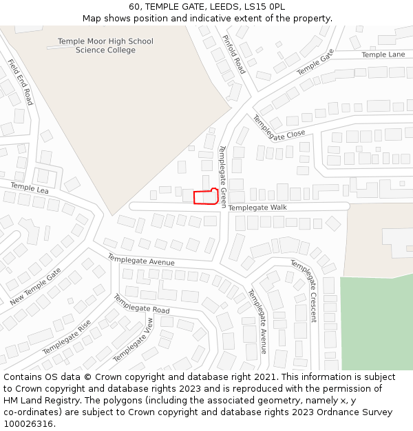 60, TEMPLE GATE, LEEDS, LS15 0PL: Location map and indicative extent of plot