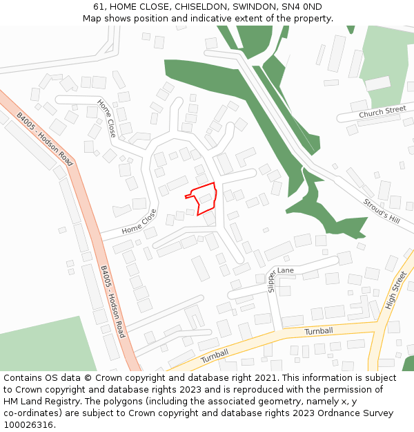 61, HOME CLOSE, CHISELDON, SWINDON, SN4 0ND: Location map and indicative extent of plot