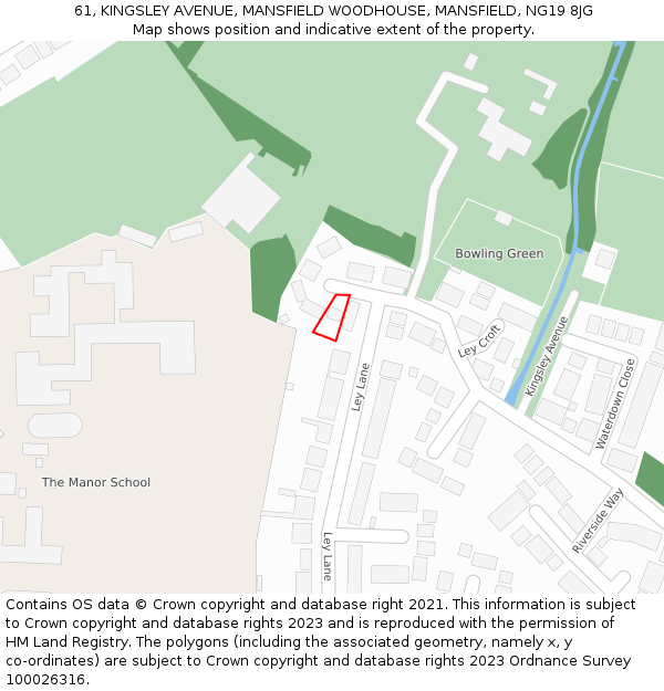 61, KINGSLEY AVENUE, MANSFIELD WOODHOUSE, MANSFIELD, NG19 8JG: Location map and indicative extent of plot