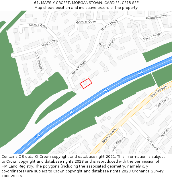 61, MAES Y CROFFT, MORGANSTOWN, CARDIFF, CF15 8FE: Location map and indicative extent of plot