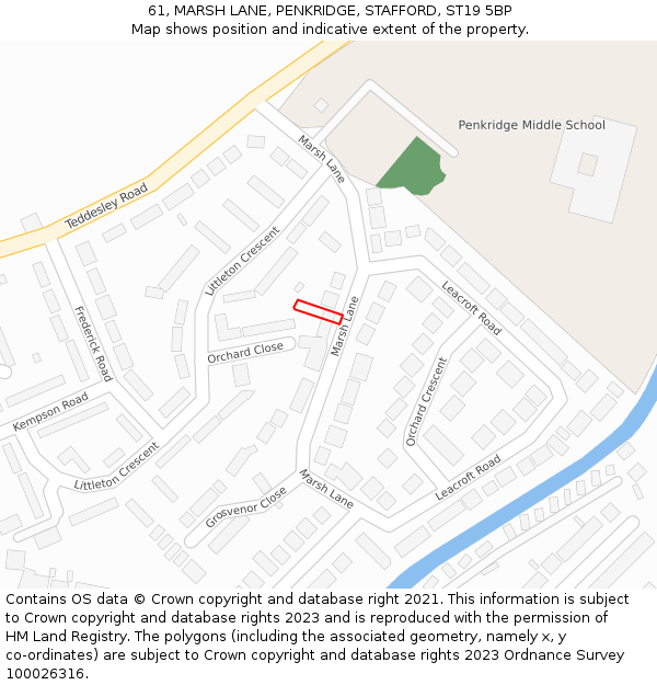 61, MARSH LANE, PENKRIDGE, STAFFORD, ST19 5BP: Location map and indicative extent of plot