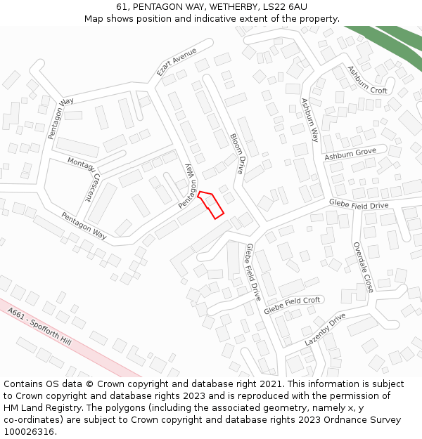 61, PENTAGON WAY, WETHERBY, LS22 6AU: Location map and indicative extent of plot