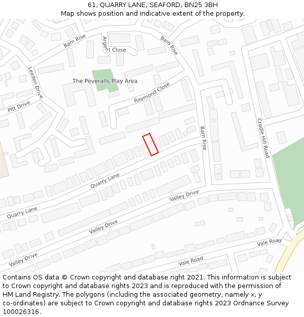 61, QUARRY LANE, SEAFORD, BN25 3BH: Location map and indicative extent of plot