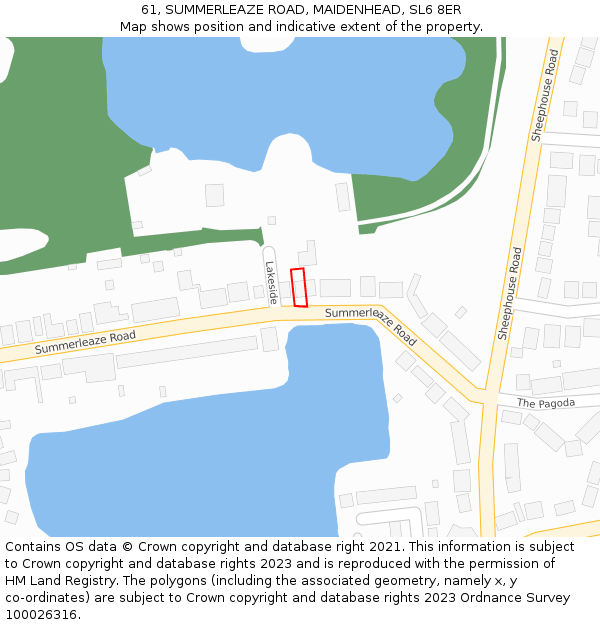 61, SUMMERLEAZE ROAD, MAIDENHEAD, SL6 8ER: Location map and indicative extent of plot