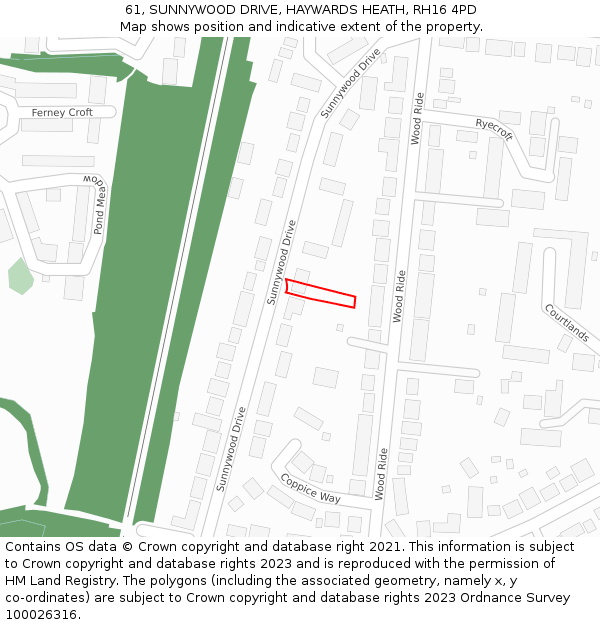 61, SUNNYWOOD DRIVE, HAYWARDS HEATH, RH16 4PD: Location map and indicative extent of plot