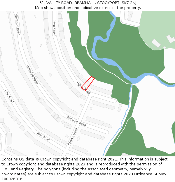 61, VALLEY ROAD, BRAMHALL, STOCKPORT, SK7 2NJ: Location map and indicative extent of plot