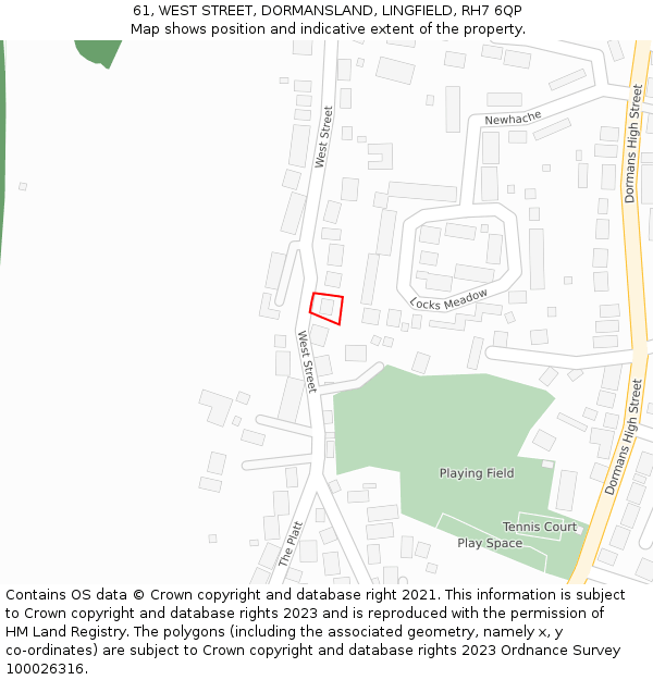 61, WEST STREET, DORMANSLAND, LINGFIELD, RH7 6QP: Location map and indicative extent of plot