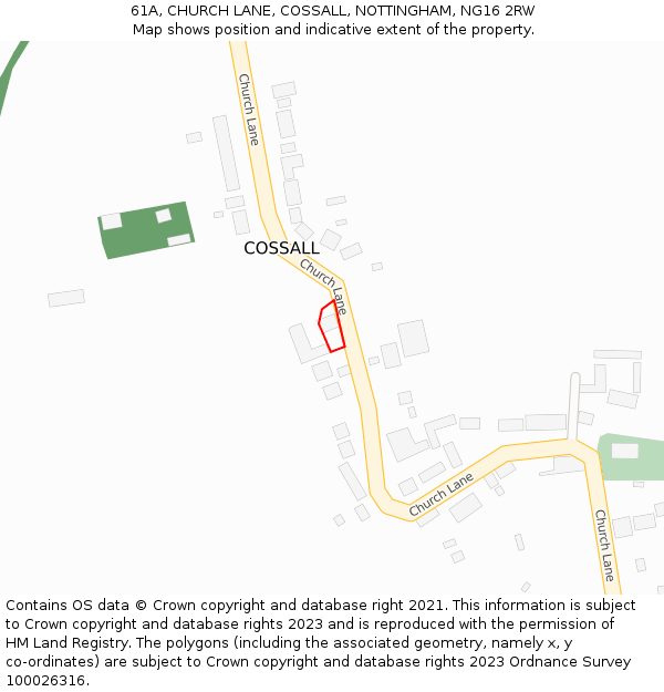 61A, CHURCH LANE, COSSALL, NOTTINGHAM, NG16 2RW: Location map and indicative extent of plot