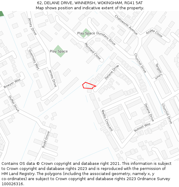 62, DELANE DRIVE, WINNERSH, WOKINGHAM, RG41 5AT: Location map and indicative extent of plot