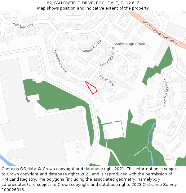 62, FALLOWFIELD DRIVE, ROCHDALE, OL12 6LZ: Location map and indicative extent of plot