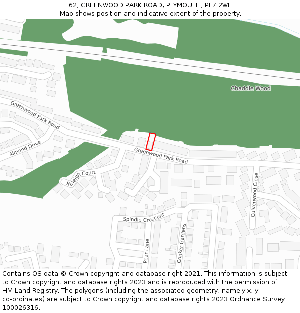 62, GREENWOOD PARK ROAD, PLYMOUTH, PL7 2WE: Location map and indicative extent of plot