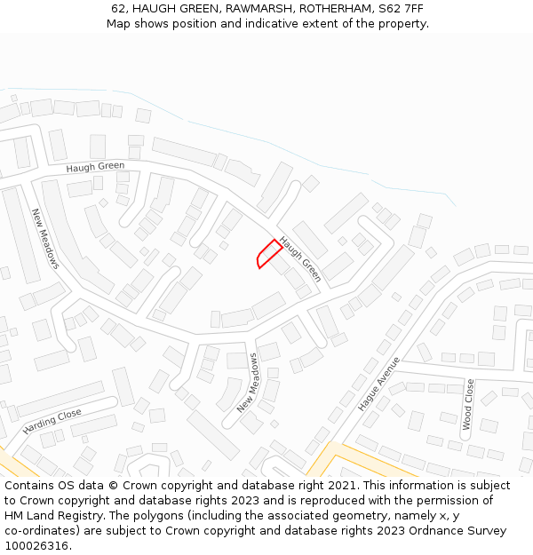 62, HAUGH GREEN, RAWMARSH, ROTHERHAM, S62 7FF: Location map and indicative extent of plot