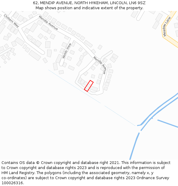 62, MENDIP AVENUE, NORTH HYKEHAM, LINCOLN, LN6 9SZ: Location map and indicative extent of plot