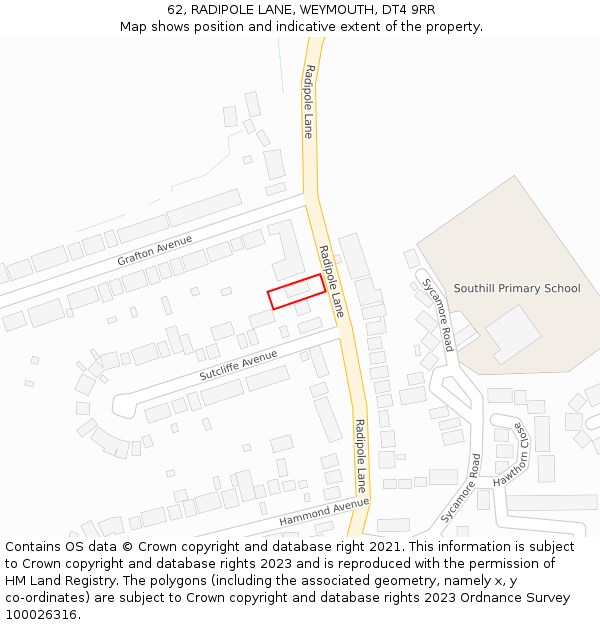 62, RADIPOLE LANE, WEYMOUTH, DT4 9RR: Location map and indicative extent of plot