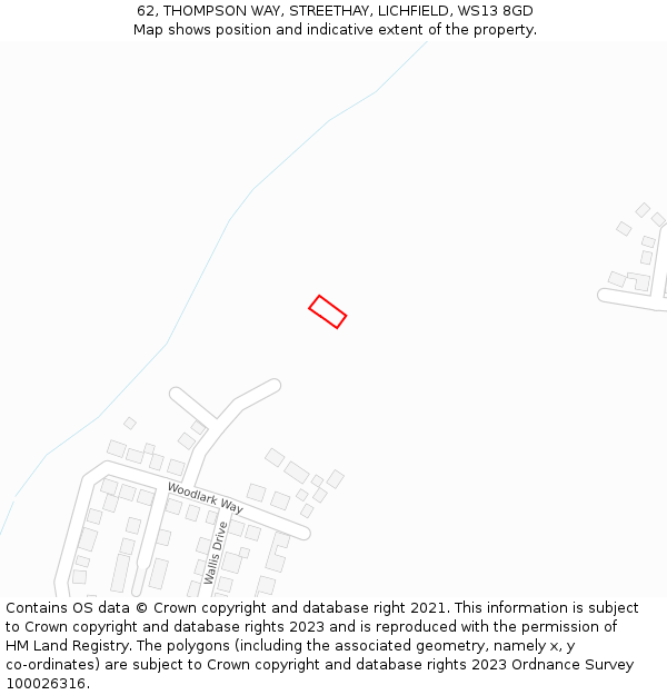 62, THOMPSON WAY, STREETHAY, LICHFIELD, WS13 8GD: Location map and indicative extent of plot