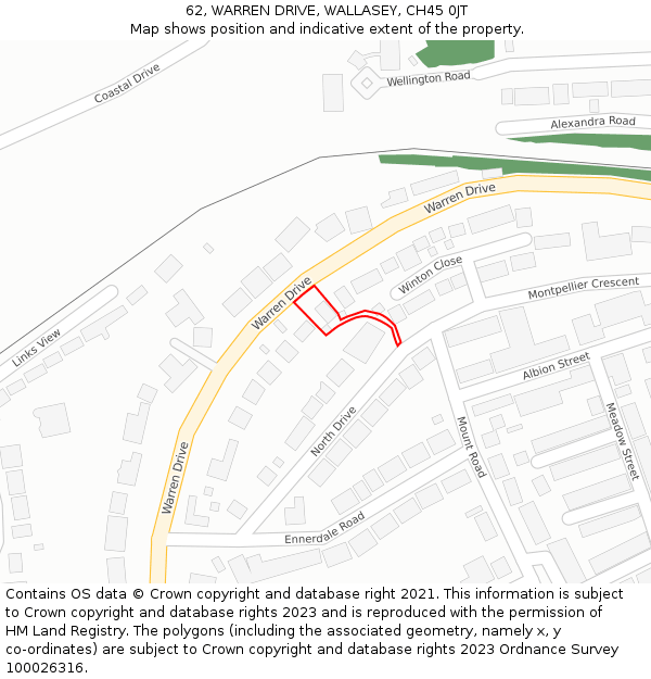 62, WARREN DRIVE, WALLASEY, CH45 0JT: Location map and indicative extent of plot