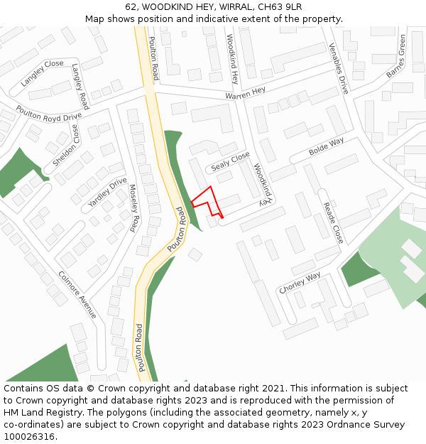 62, WOODKIND HEY, WIRRAL, CH63 9LR: Location map and indicative extent of plot