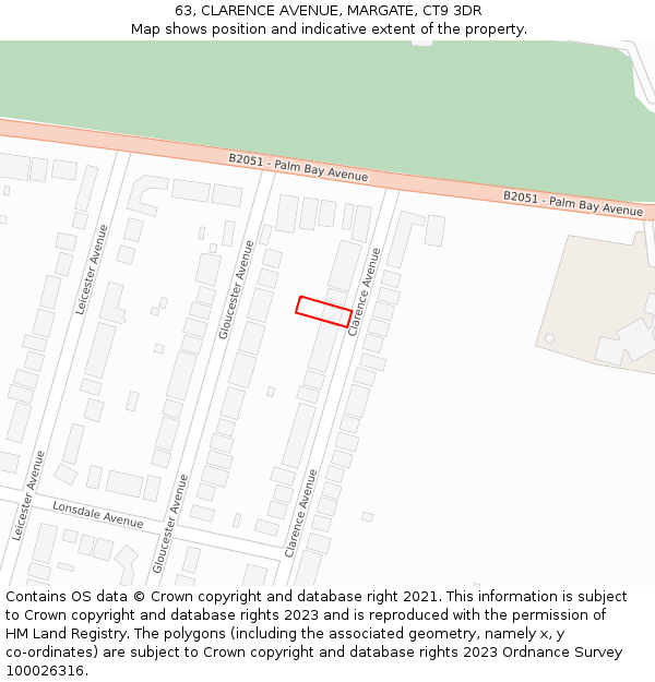 63, CLARENCE AVENUE, MARGATE, CT9 3DR: Location map and indicative extent of plot