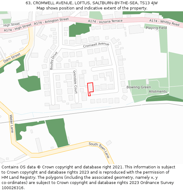 63, CROMWELL AVENUE, LOFTUS, SALTBURN-BY-THE-SEA, TS13 4JW: Location map and indicative extent of plot