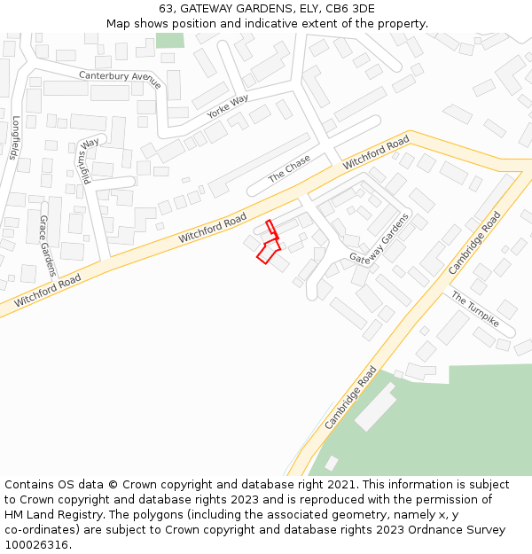 63, GATEWAY GARDENS, ELY, CB6 3DE: Location map and indicative extent of plot