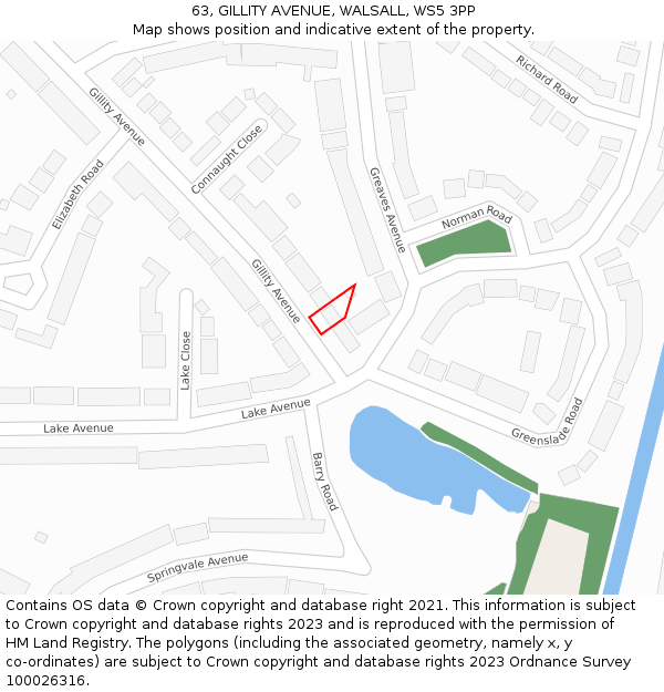 63, GILLITY AVENUE, WALSALL, WS5 3PP: Location map and indicative extent of plot