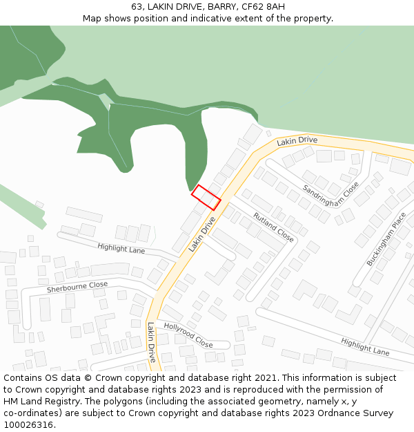 63, LAKIN DRIVE, BARRY, CF62 8AH: Location map and indicative extent of plot