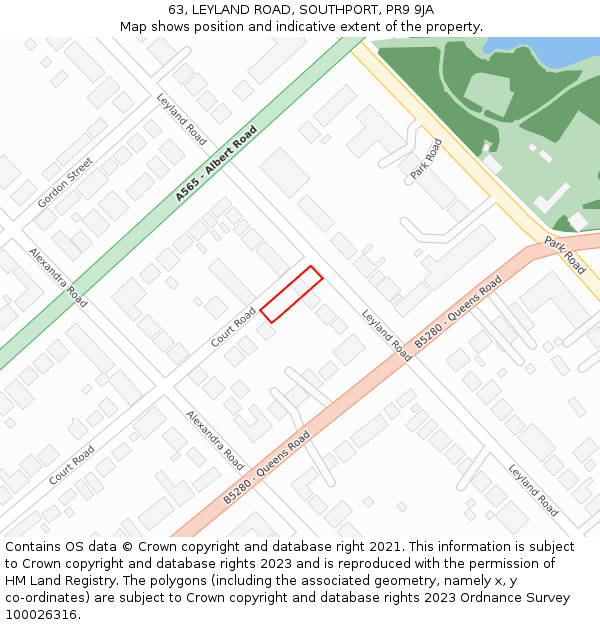 63, LEYLAND ROAD, SOUTHPORT, PR9 9JA: Location map and indicative extent of plot