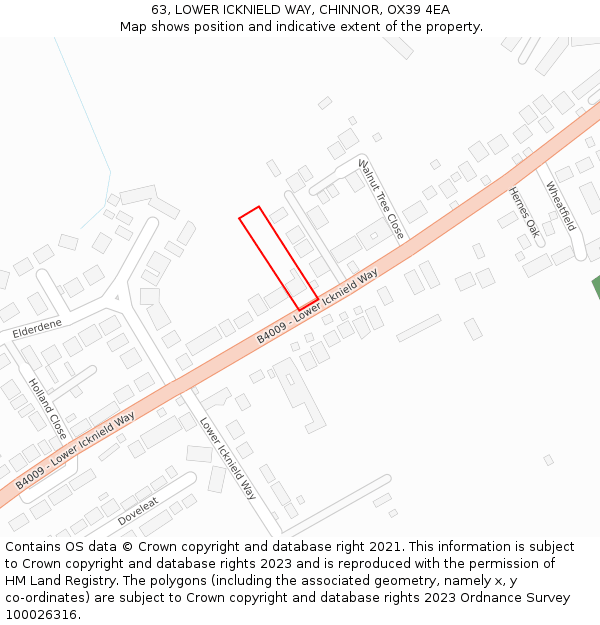 63, LOWER ICKNIELD WAY, CHINNOR, OX39 4EA: Location map and indicative extent of plot