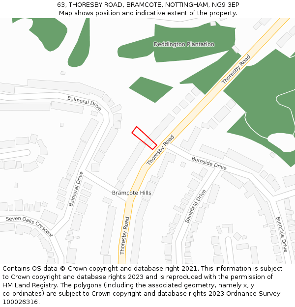 63, THORESBY ROAD, BRAMCOTE, NOTTINGHAM, NG9 3EP: Location map and indicative extent of plot