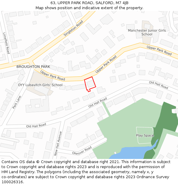 63, UPPER PARK ROAD, SALFORD, M7 4JB: Location map and indicative extent of plot