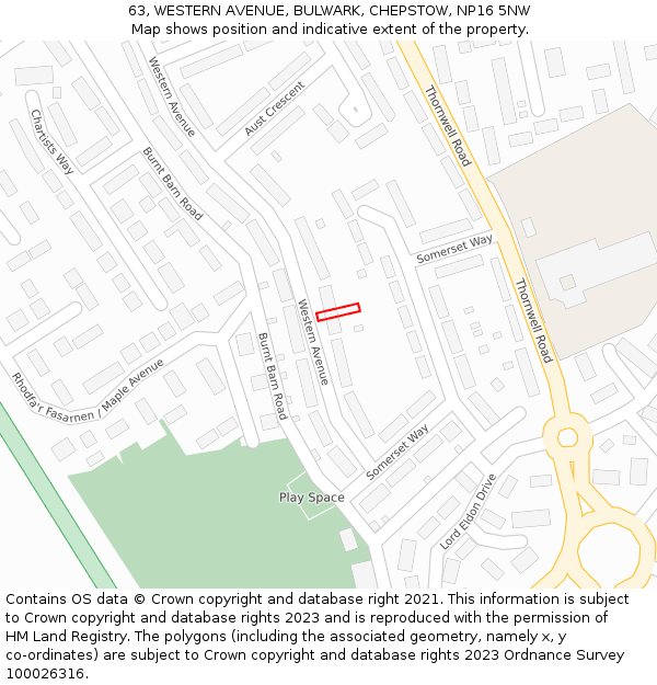 63, WESTERN AVENUE, BULWARK, CHEPSTOW, NP16 5NW: Location map and indicative extent of plot