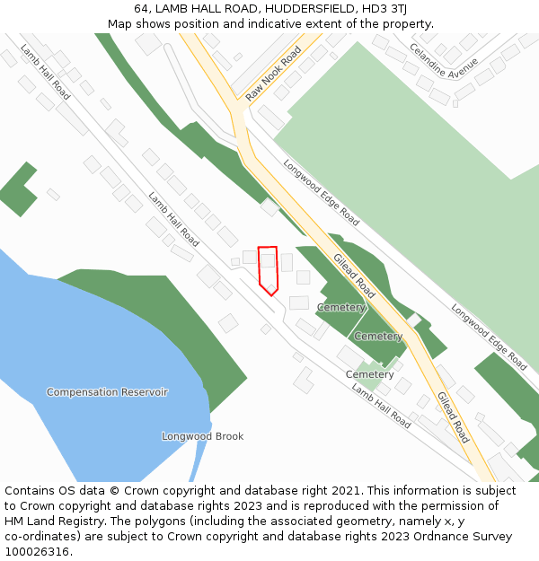 64, LAMB HALL ROAD, HUDDERSFIELD, HD3 3TJ: Location map and indicative extent of plot