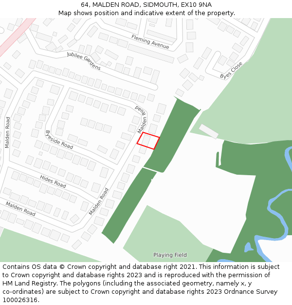 64, MALDEN ROAD, SIDMOUTH, EX10 9NA: Location map and indicative extent of plot