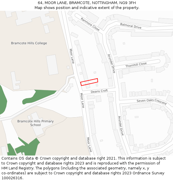 64, MOOR LANE, BRAMCOTE, NOTTINGHAM, NG9 3FH: Location map and indicative extent of plot