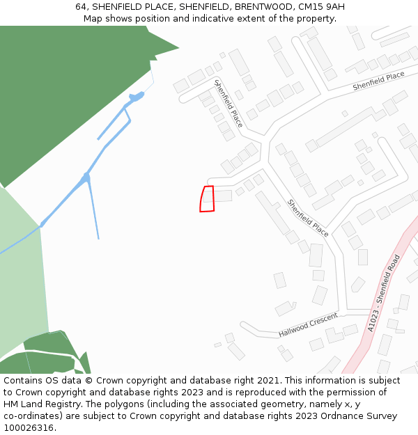 64, SHENFIELD PLACE, SHENFIELD, BRENTWOOD, CM15 9AH: Location map and indicative extent of plot