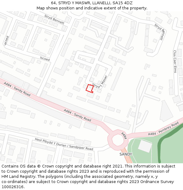 64, STRYD Y MASWR, LLANELLI, SA15 4DZ: Location map and indicative extent of plot