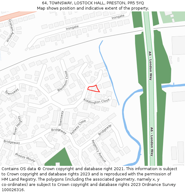 64, TOWNSWAY, LOSTOCK HALL, PRESTON, PR5 5YQ: Location map and indicative extent of plot