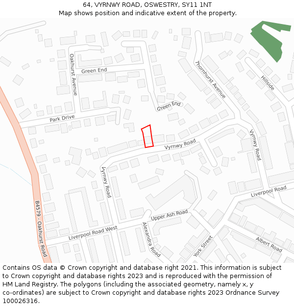 64, VYRNWY ROAD, OSWESTRY, SY11 1NT: Location map and indicative extent of plot